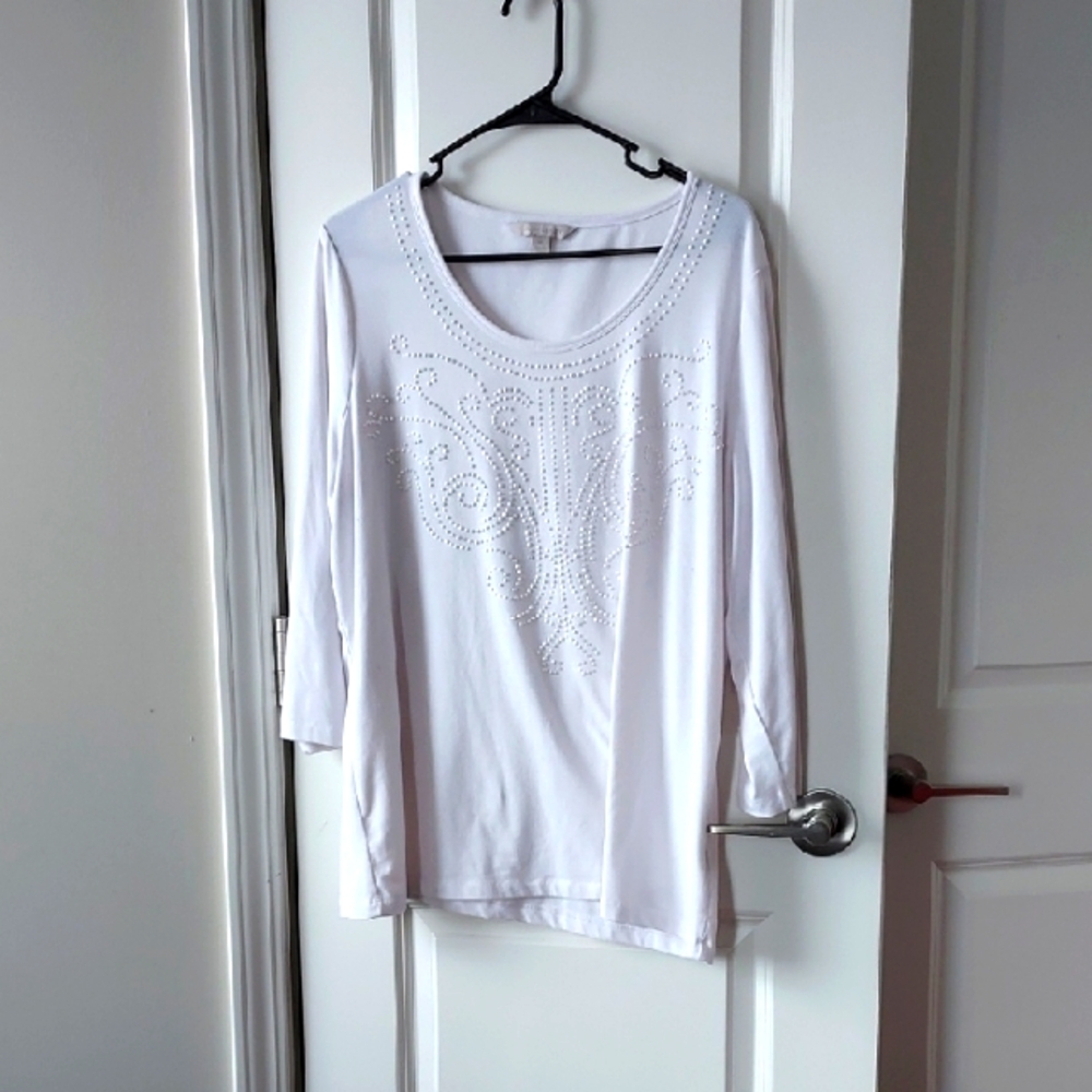 Laura Ashley White Relaxed Embellished Blouse